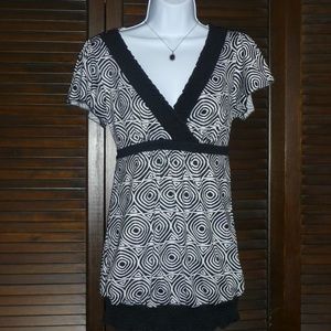 Geometric Print Tie Back Top, Looter, L